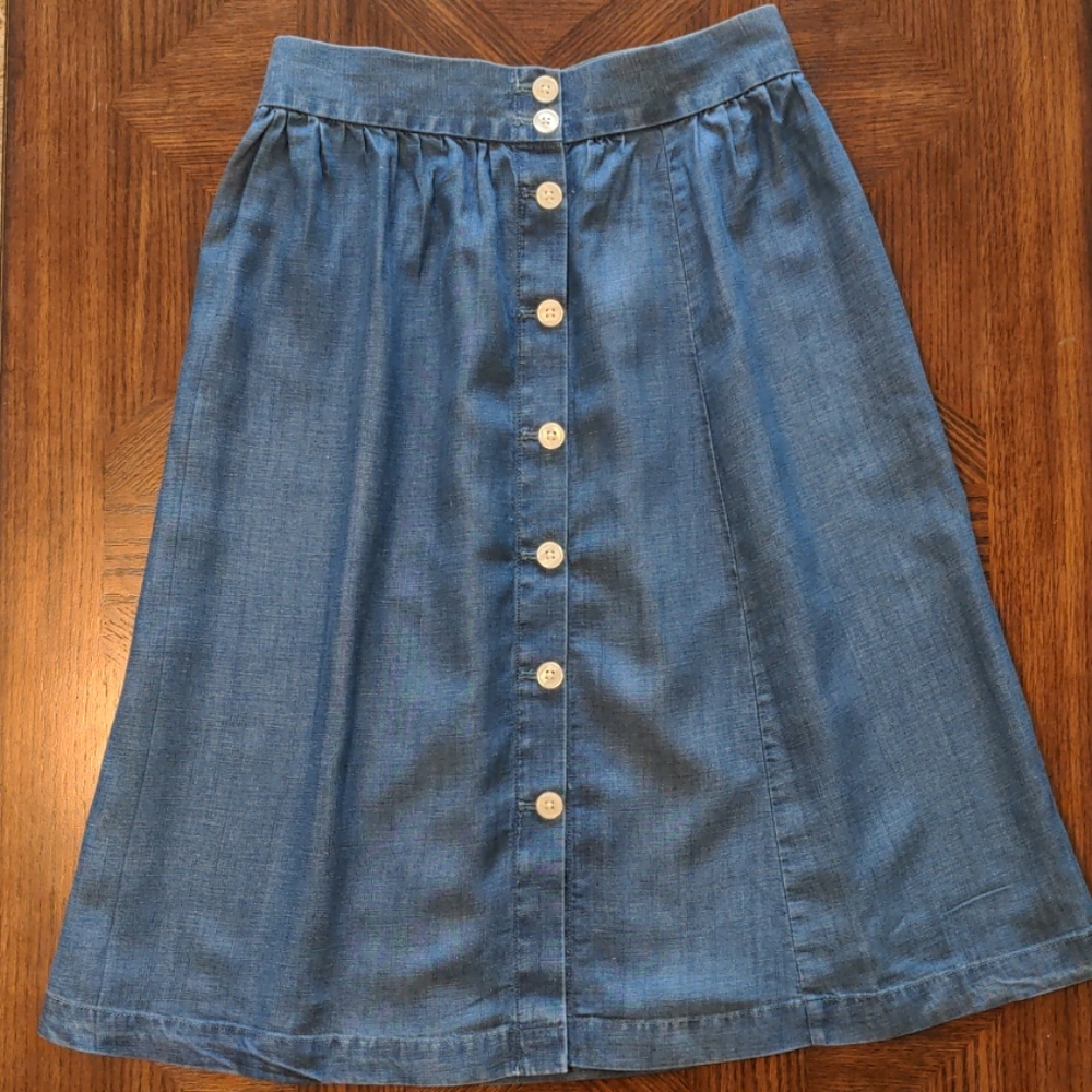 LOFT Button Denim Skirt
